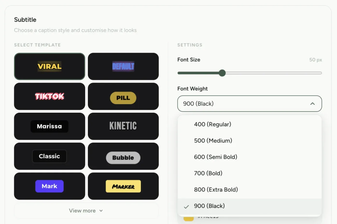 ShortClip animated captions — 28 TikTok and YouTube Shorts caption styles including VIRAL, Pill, and Kinetic